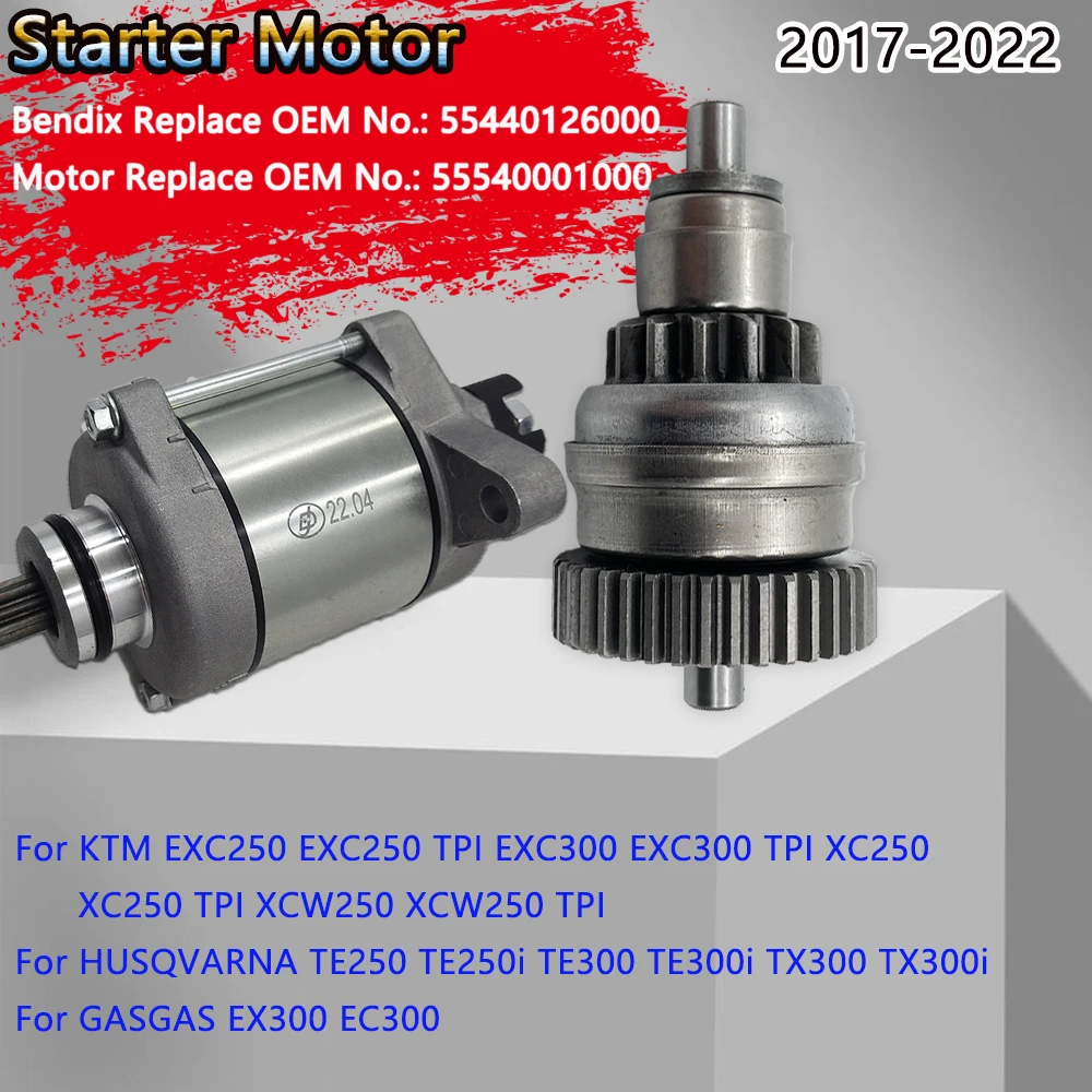 Motor de Partida Bendix para Motocicletas KTM EXC EXCW 250 300 TPI XC XCW HUSQVARNA TE TX 250i 300i GASGAS EC300 EX300 2017-2023