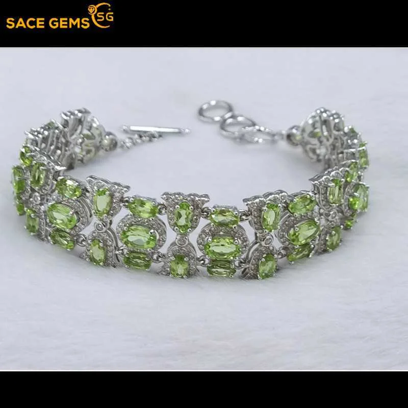 

SACE GEMS New Arrival Trend 925 Sterling Silver Peridot Gemstone Bracelrts for Women Engagement Cocktail Party Fine Jewelry