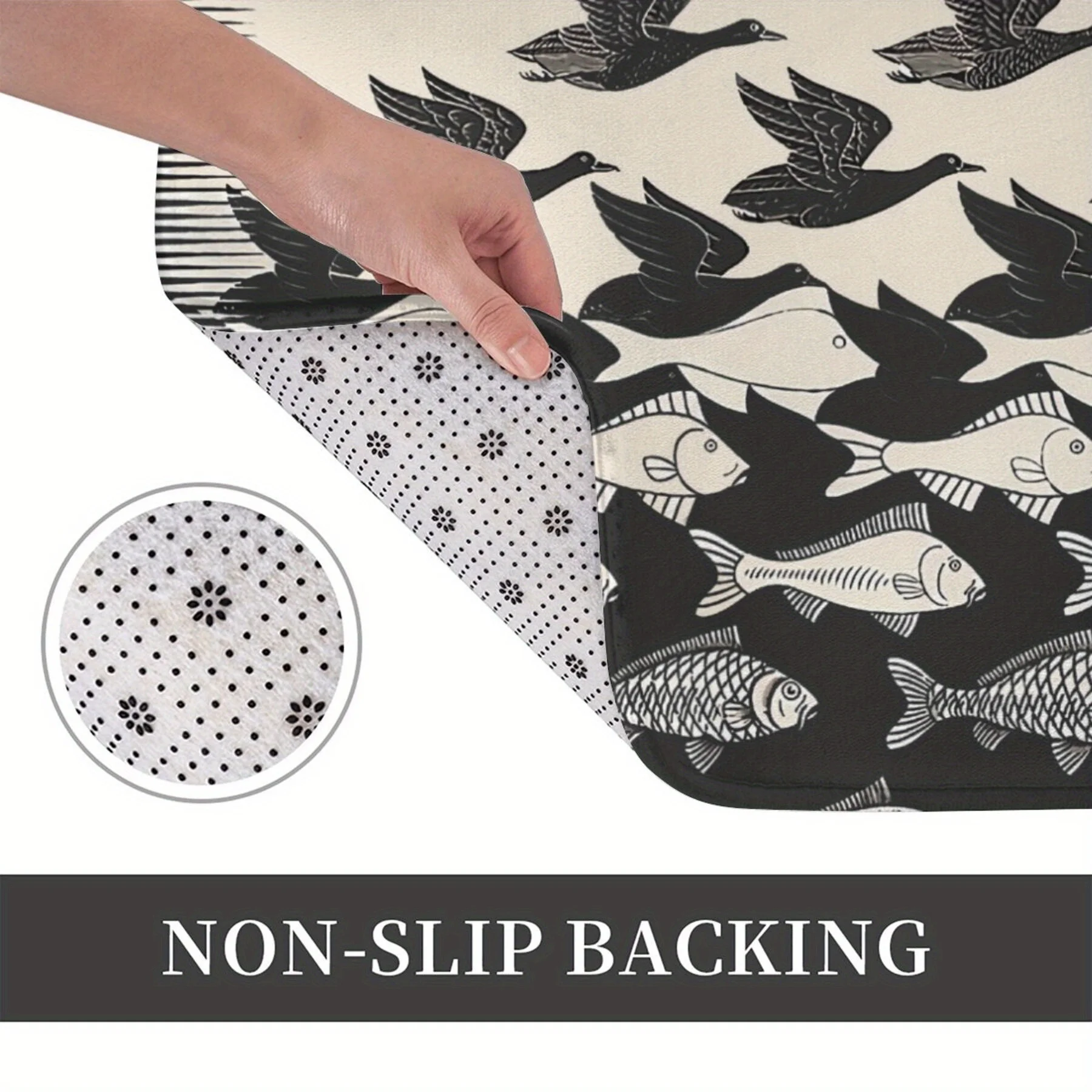 Maurits Escher Sky Water I Area Rug Non Slip Washable Floor Mat For Entryway Bedroom Home Decor