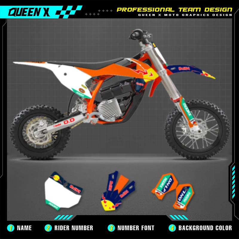 

Queen X MOTOR For KTM SX50 SX 50 2016 2017 2018 2019 2020 2021 Graphics Decals Stickers Kit Custom Number Name Backgrounds