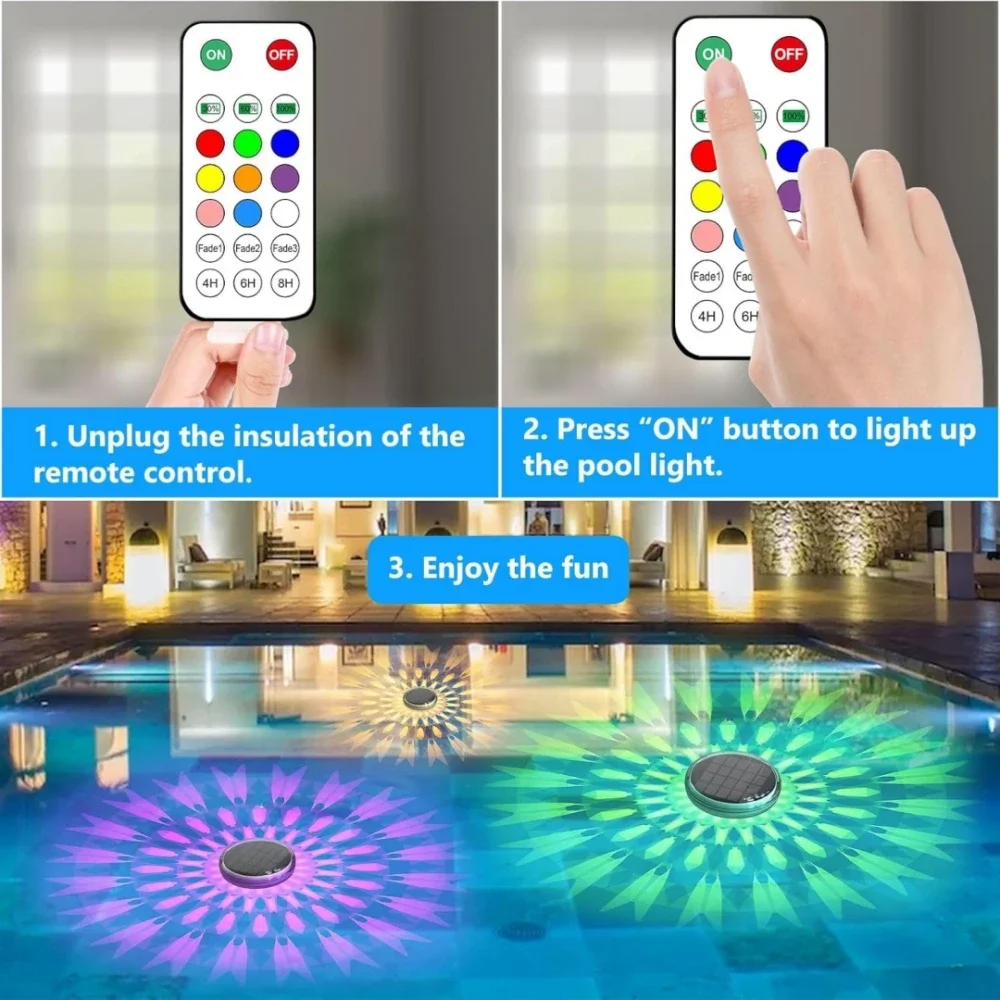 Solar Floating Pool Lights RGB Color Changing Pool Floating Light LED Solar Pool Lights for Pool Garden Path Party Decoration