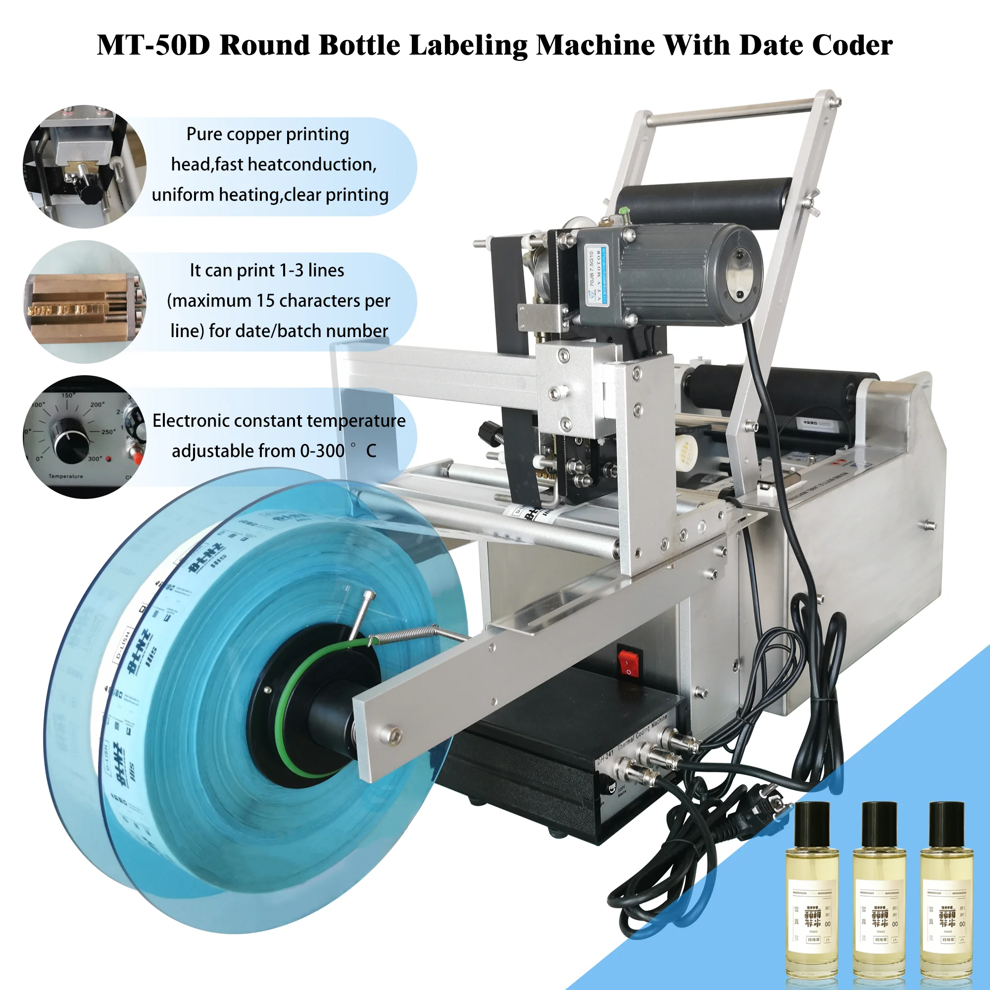Factory Price Electric Semi-Automatic Round Bottle Labeling Machine for Glass Paper Metal Wood Packaging Core Motor Component
