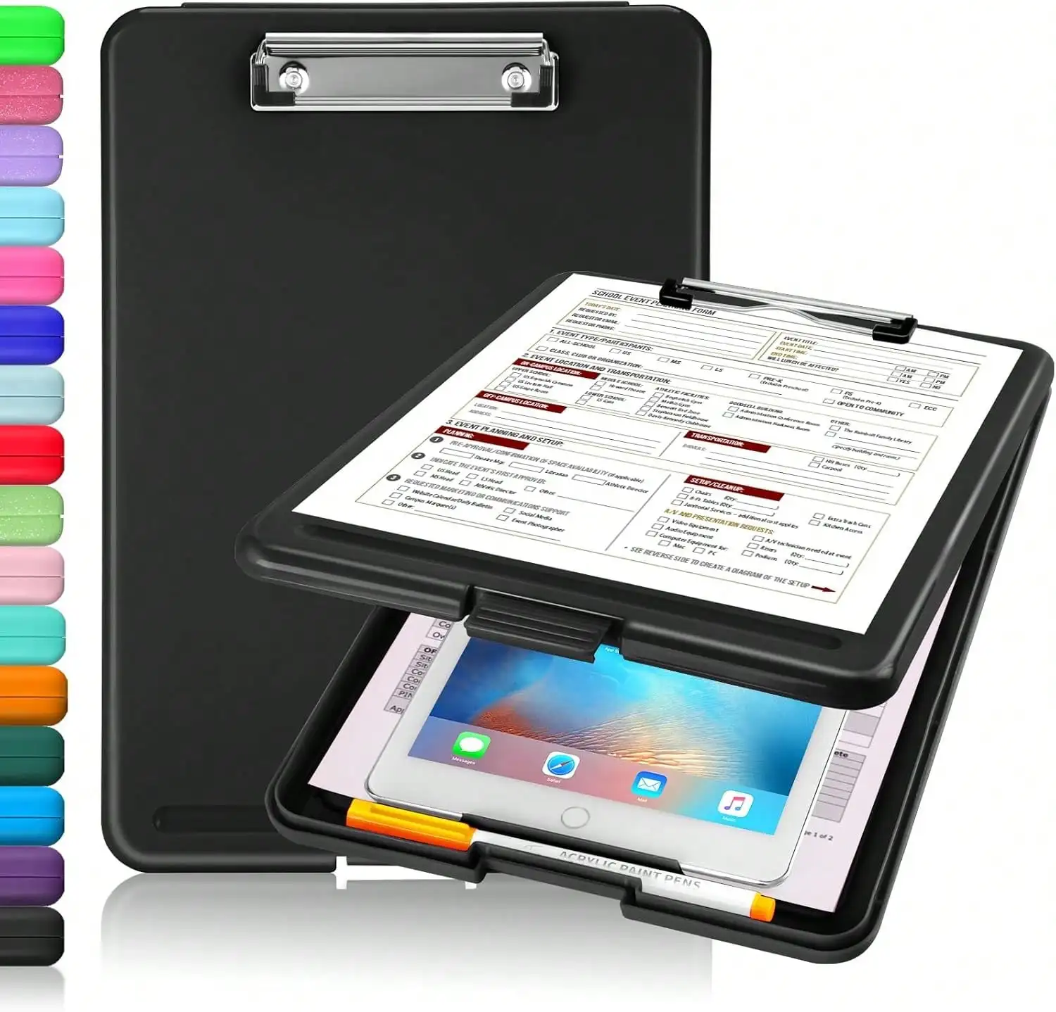 Foldable Plastic Storage Clipboard, Low‑Profile Clip Design, Hanging Storage Case for Daily Work Use image 2