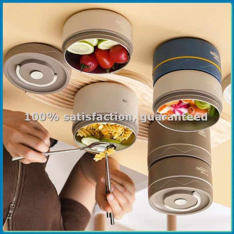 

Food Warm Lunch Container,Stainless Steel Thermal Lunch Container Portable Thermal Bento Box Food Container Brown C-A07G