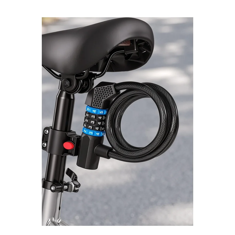 1pc 5Digit Combination Bike Cable Lock 120cm Dual-Key Password Security Anti-Theft Wire Rope Lock Password Bicycle Security