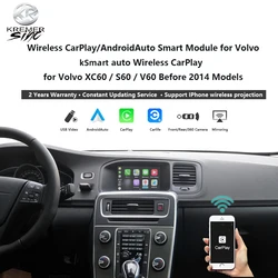 Wireless CarPlay Android Auto KSmart Box 5G Upgrade Version For Volvo V40 V60 XC60 S60 V70 XC70 S80 2011-2014  OEM Microphone