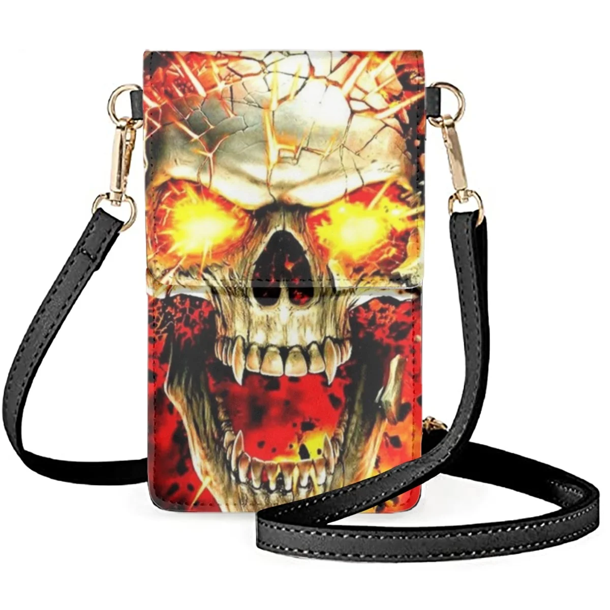 

FORUDESIGNS Scary Skull Fire 3D Print Unisex Phone Bag Universal Printed Skulls Head Men's /Women's Wallets Mobile Phones Bags