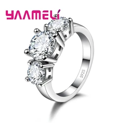 925 Sterling Silver 3 CZ Stone Prong Setting Band Rings for Men Women Wedding Engagement Jewelry Hot Sale 7 Colors!!!