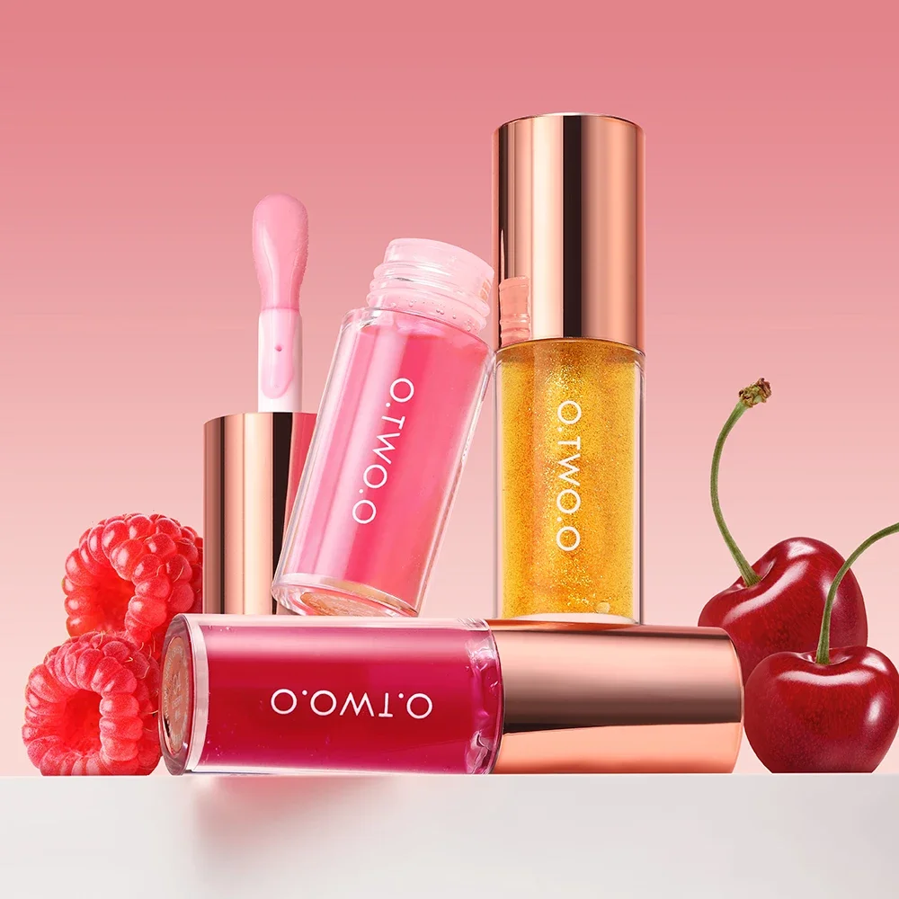 O.TWO.O Lippenöl Glanz Lip Plumper Make-up Feuchtigkeitsspendend Nicht klebrig Sexy Wasser Glänzend Glitzer Primer Tönung Lippenbalsam Pflege Kosmetik