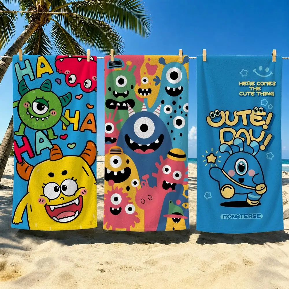 Cartoon Funny Monster Cartoon Towel Towel Soft Pool Gift For Travel Gym Shower Cool Camping Quick Dry Sports  Large Beach Towel