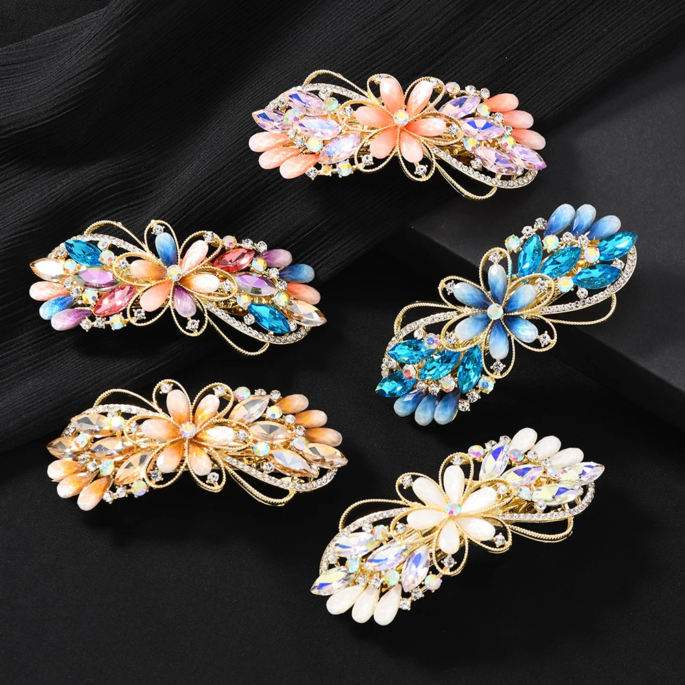 

Luxurious hair clips, niche design, flower spring clips, gradient edge clips, women's hair accessories, colorful accessories