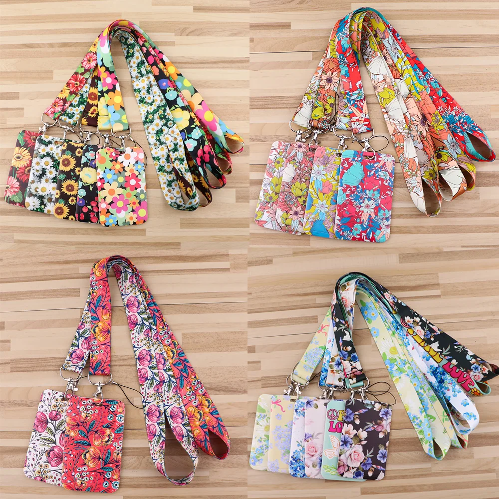 R2789 Fashion Flowers Series Pasek na szyję Smycz na klucze Dowód osobisty Siłownia Paski do telefonu komórkowego Uchwyt na identyfikator USB Biżuteria DIY Hang Rope
