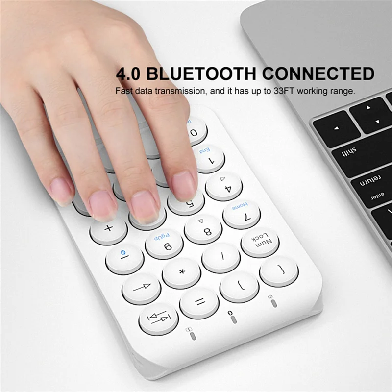 Exquisite-Wireless Number Pad Bluetooth Numeric Keypad Round Keycaps Numpad 22 Keys Rechargeable Number Keyboard