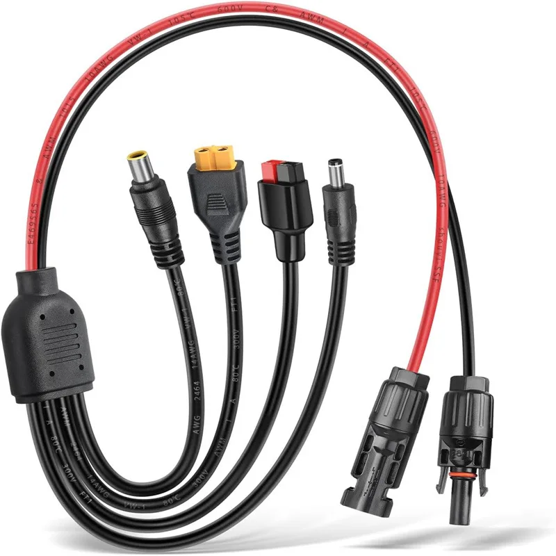 Custom Multi-head Conversion Extension Cable MC to XT60/DC5521/DC7909, Multi-purpose Wiring Accessories for Various Portable Sol