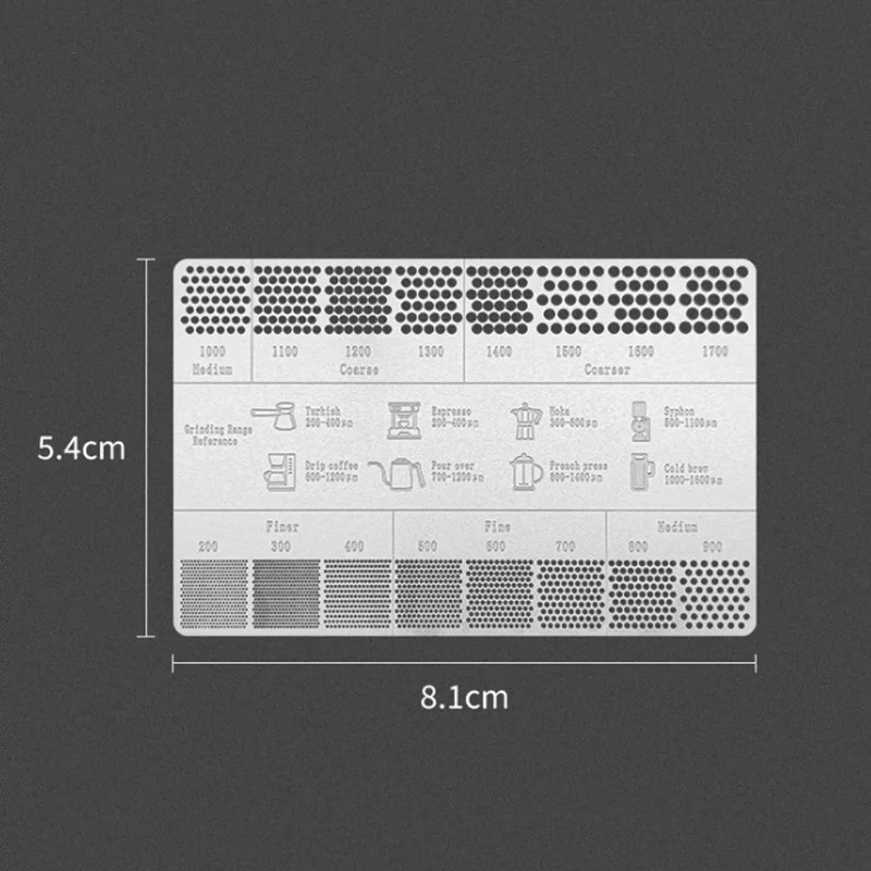 Grind Reference Card 200-1700um Ground Coffee Coffee Tool Conversion Card For Common Brewing