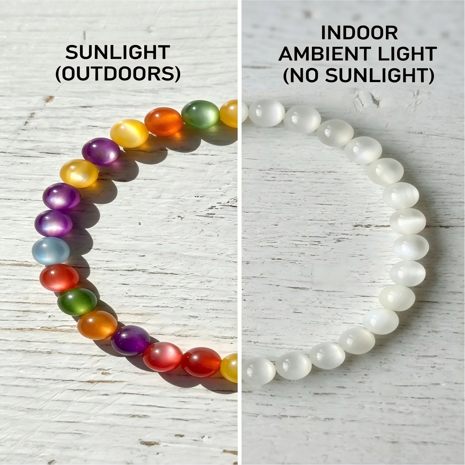 UV Color Changing Bracelet Rainbow Sun Activated Beaded Jewelry 8mm Resin Beads Boho Dopamine Summer Festival Gift for Women