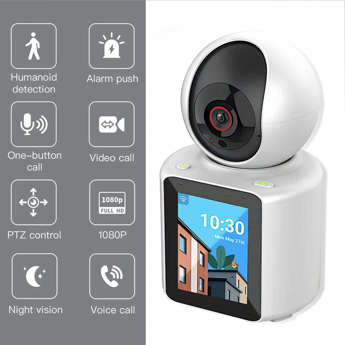 Linook, 1080P HD, 360PTZ, indoor wireless CCTV camera, mini home CCTV connected phone, one click video call, night vision