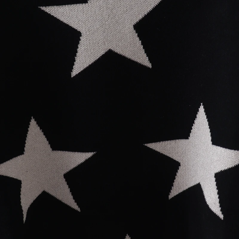Sparkling Star Jacquard Pullover Knitted Shirt Round Neck Long Sleeve Loose Relaxed Sweater for Women