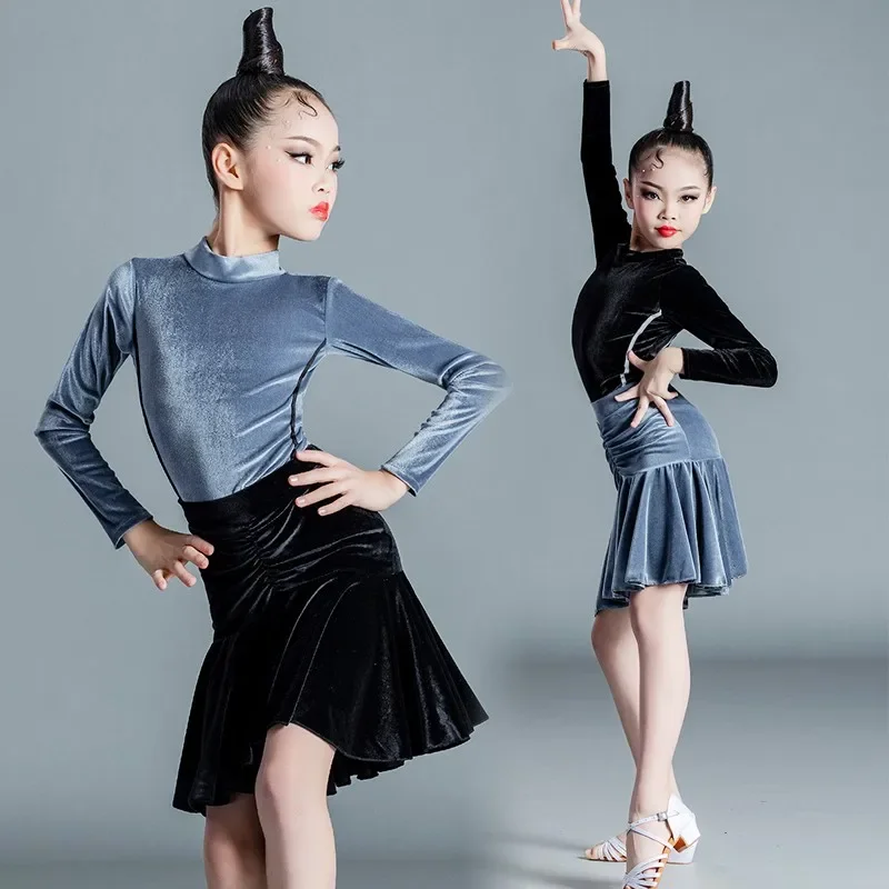 ละตินชุดสําหรับเด็ก Dancewear แขนยาวฤดูใบไม้ร่วงฤดูหนาวชุดเต้นรําละตินโมเดิร์น Ballroom Party Latin Dance เครื่องแต่งกายสําหรับ Stage