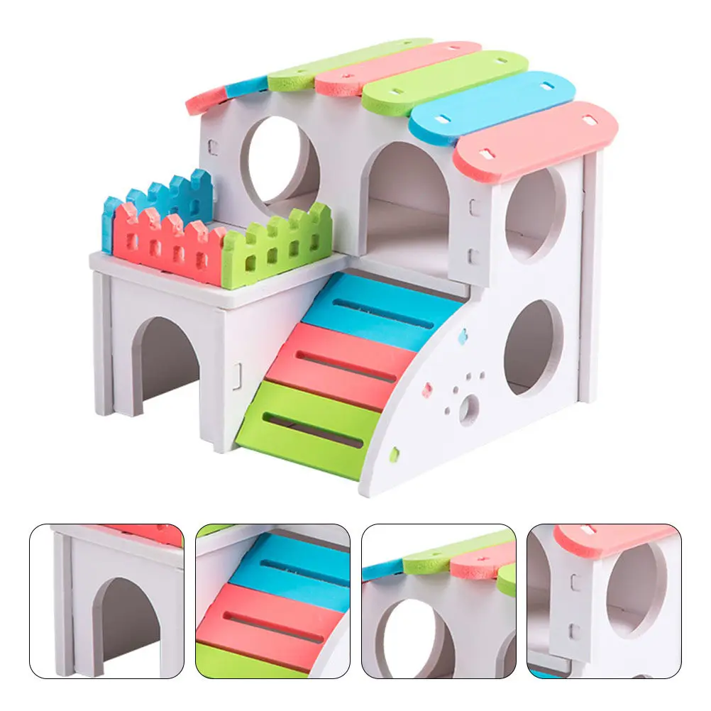 

Crafted Wooden Hamster Home Small Pet Shelter for Mice Gerbils Natural Safe Material Hideout Nest Play Area Dwelling