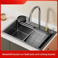 Large Single Slot Table Basin Vegetable Basin Stainless Steel Sink Nano Coating Thickened Stainless Steel Kitchen Sink Household