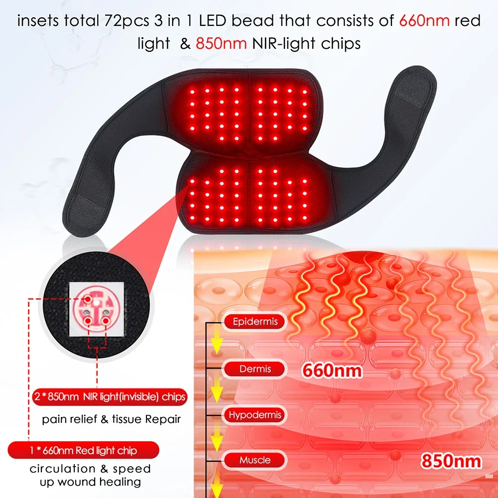 660nm Red Light Knee Pad Leg Joint Shoulder Elbow 850nm Near Infrared Light Skin Care Support Knee Pain Relief inflammation - Image 4
