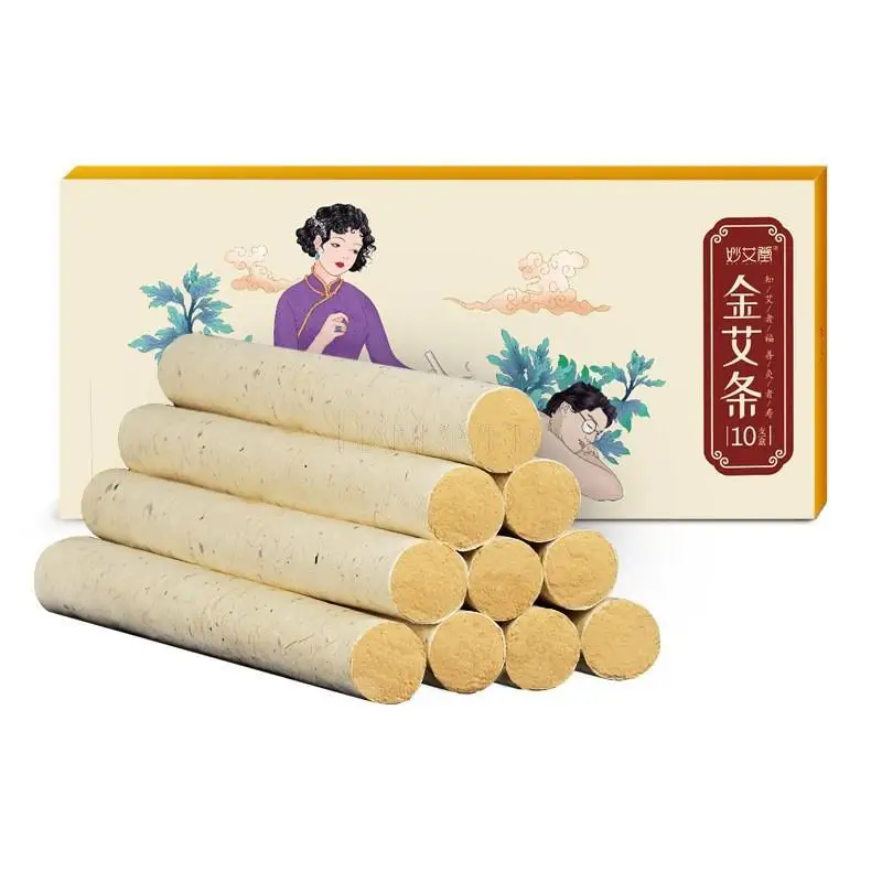 10 قطعة/صندوق 50:1 عصي Moxa الذهبية الطويلة الصينية الكى الوخز بالإبر نقطة التدفئة العلاج النقي Moxa الأسطوانة بالجملة #5