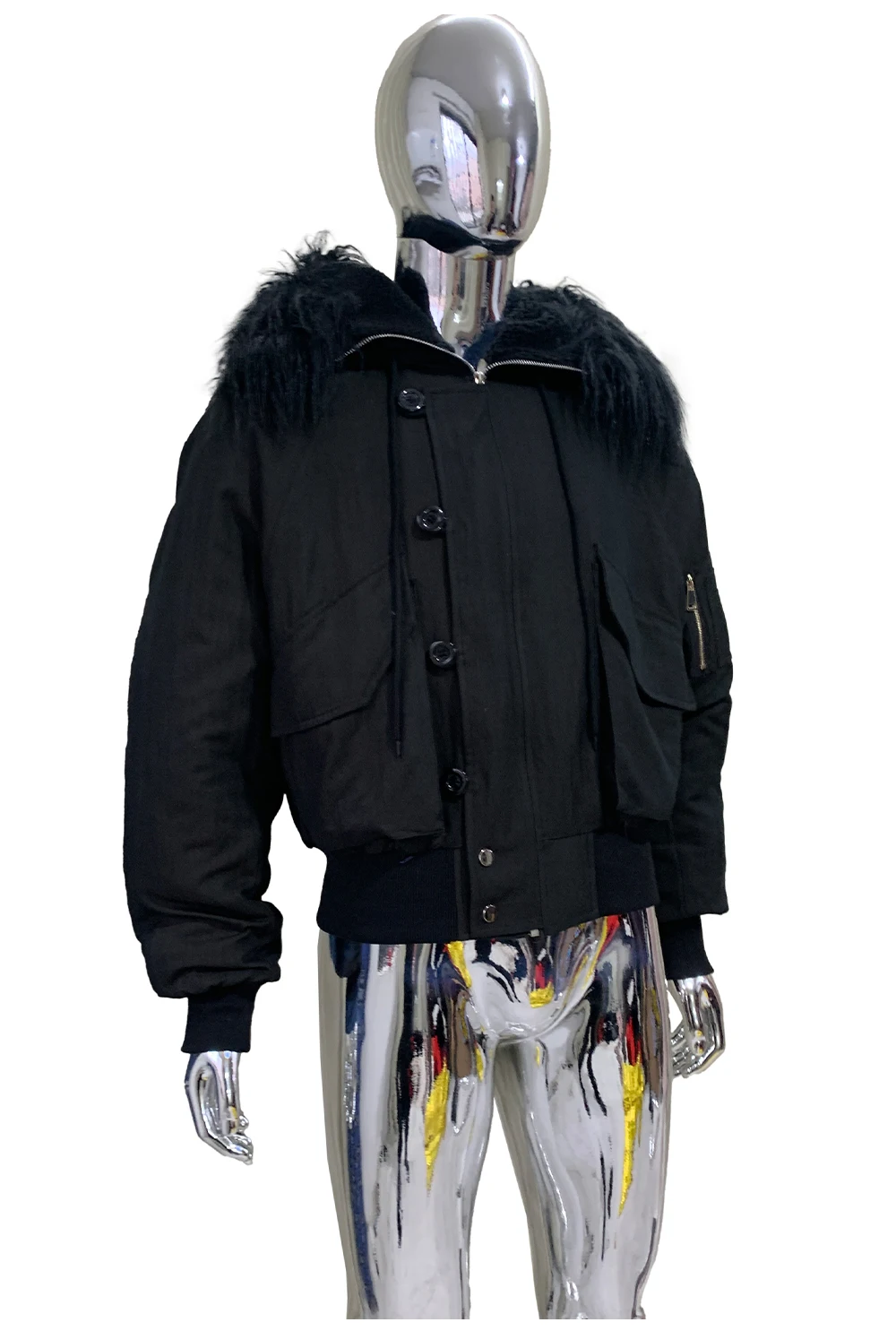 Men's 2025 Autumn New Loose Curved Sleeve Hooded Padded Thickened Warm Chic Jackets Men's Zipper Pocket Decorative Jacket Coats