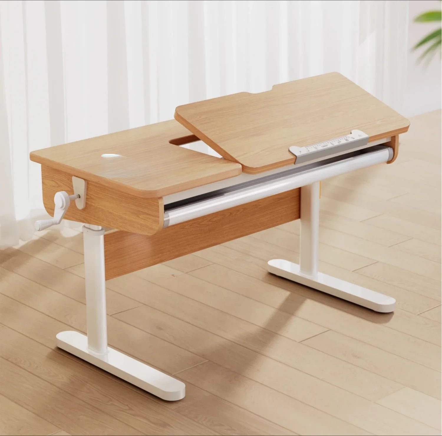 Children's study desk Lifting household solid wood table Writing table set