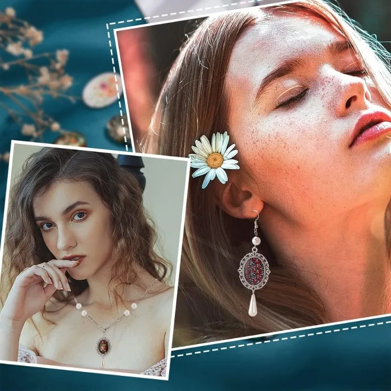 50 قطعة كبوشن الزجاج البيضاوي 25x18 مللي متر زهرة مطبوعة الزجاج كبوشن خمر مختلط اللون بلاط الموزاييك لقلادة صور الحرفية