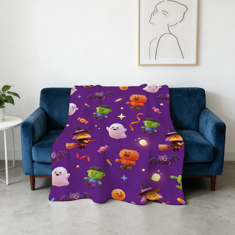 3D Claymation Halloween Cute Style Blanket Flannel Warm Soft Throw Blanket For Room Sofa Childish Birthday Gifts