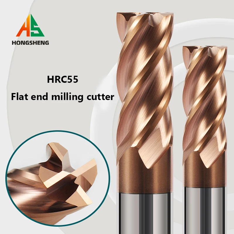 HRC55 Carbide End Mill 4Flutes Metal Steel Tungsten Milling Cutter Alloy Coating Cutting Tool CNC Maching 1 2 3 4 5 6 7 8 9-20MM