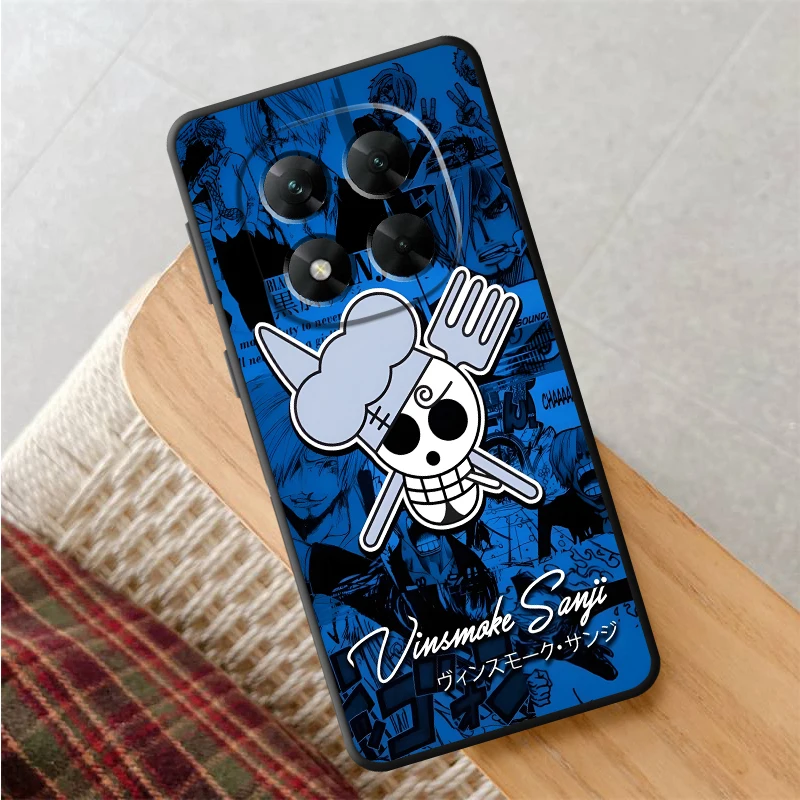 Custodia morbida nera per telefono per Xiaomi Redmi Note 9 10 11 12 Pro 10S 7 8 12s 13 14 Pro Plus 9S 11s One Piece Cartoon Logo