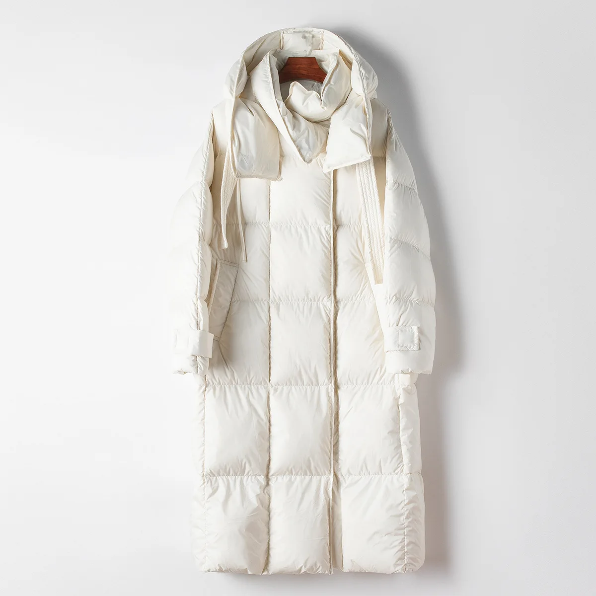 Women\'s Down Jacket Long Winter Down Hooded Thicken Warm Windproof White Duck Parkas Light Large Size Women Loose Casual Coats