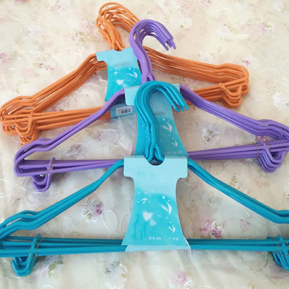 

10pcs Pvc Stainless Steel Clothes Hanger Wet Dry Dual Use Multifunctional Towel Quilt Hanger For Home Bathroom Bedroom
