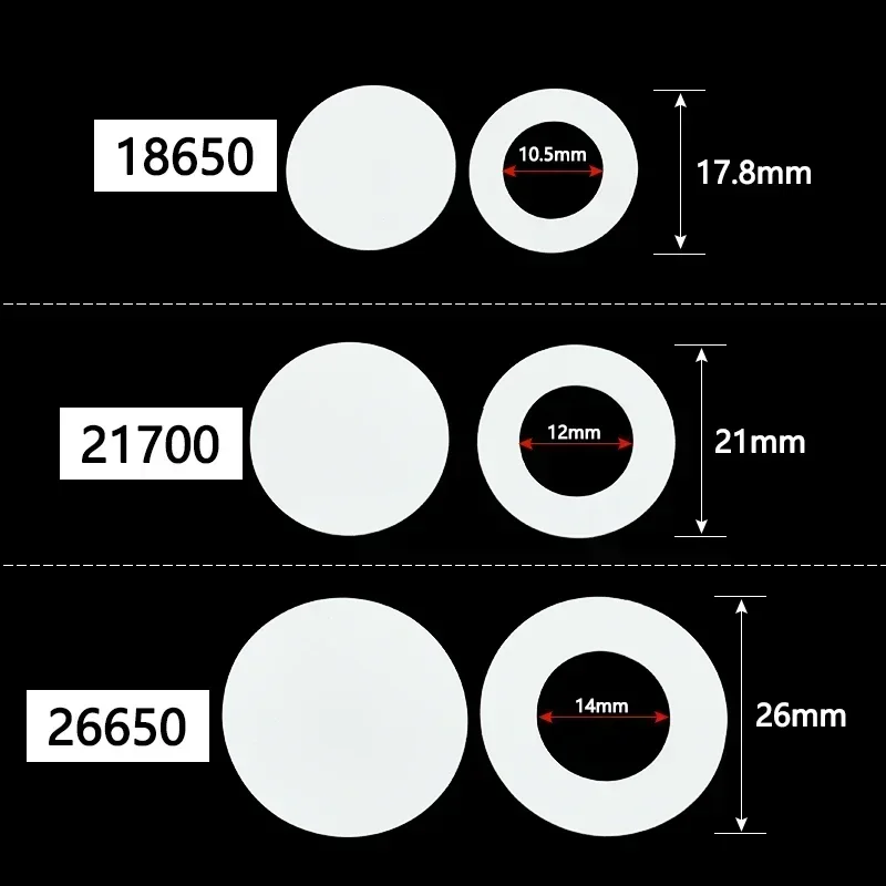 18650/21700/26650 Li-ion Battery Insulation Gasket - Barley Adhesive Paper Pad for Fish Electrode Protection
