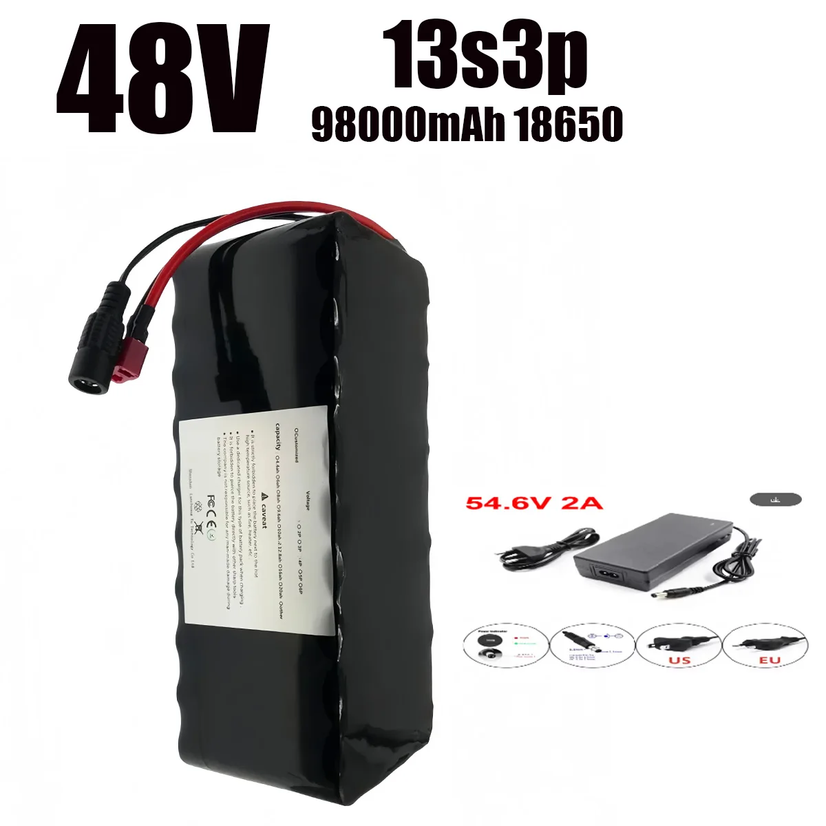 

New 100% original 48v 98Ah 4000w 13S3P lithium-ion battery, suitable for 54.6V batteries with BMS discharge and charger