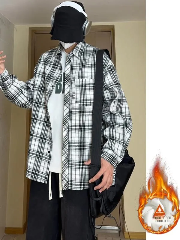 

Мужская повседневная фланелевая рубашка в клетку из Гонконга, утепленная, с длинным рукавом, модная, для ношения под одеждой, верхняя одежда для осени