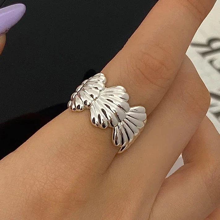 Real 925 Sterling Silver 18K Gold Shell Rings for Women Minimalist Trendy Fine Jewelry Animal Opening Accessories in Summer