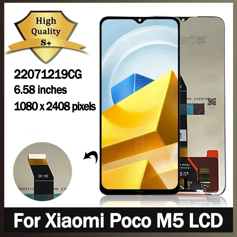 6.58 inch For Xiaomi Poco M5 22071219CG LCD Display+Touch Screen Panel Digitizer Assembly Replacement For Poco M5 LCD with Frame