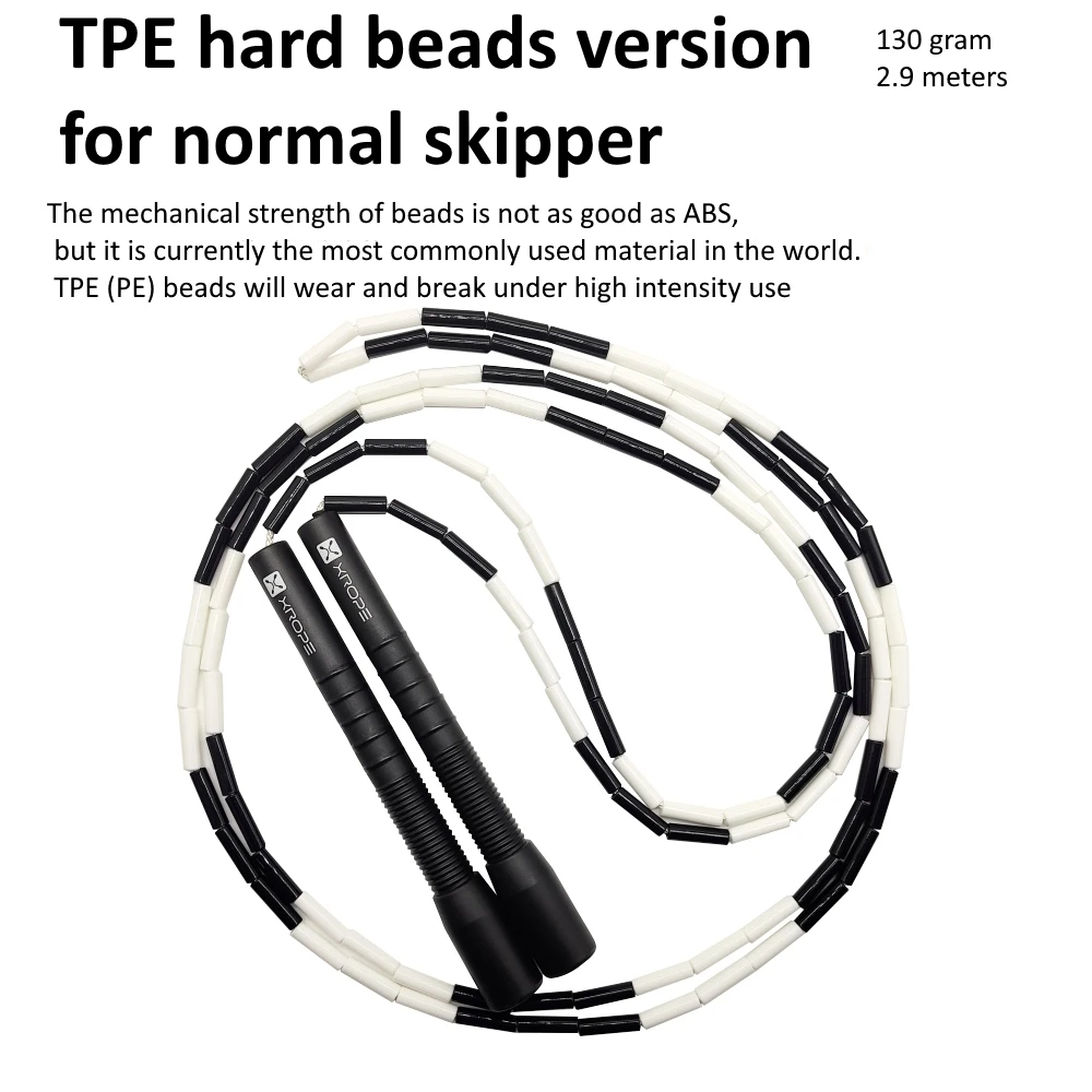 NEVERTOOLATE XROPE ABS 7mm hard beads jump skipping rope beaded skip rope Professional competition 2.9 meter long handle