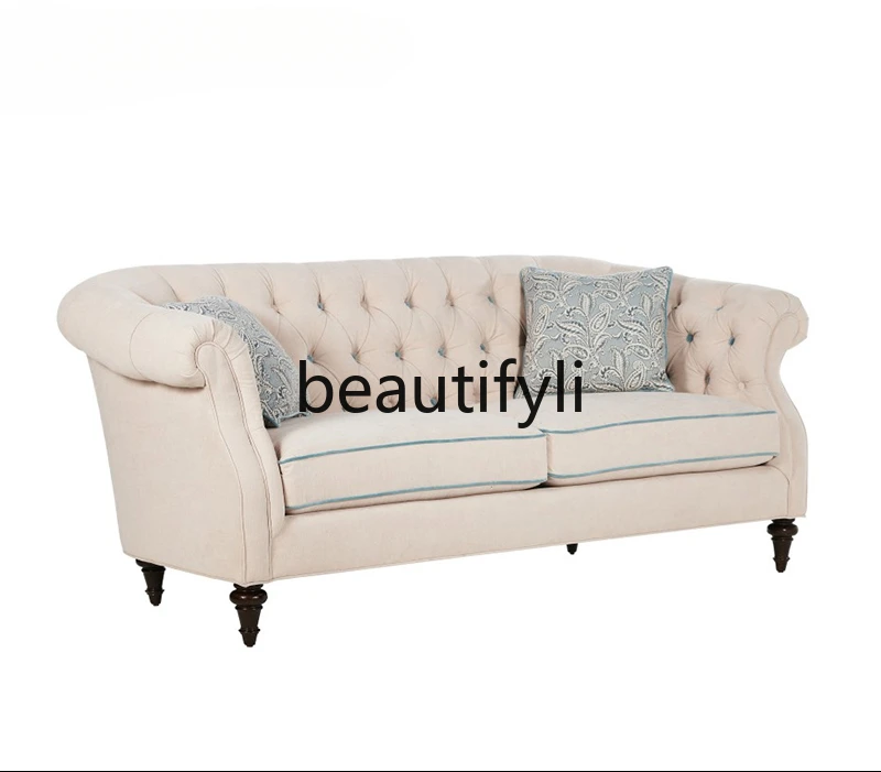 

American sofa elegant and clear shadow modern simple fabric three-person sofa