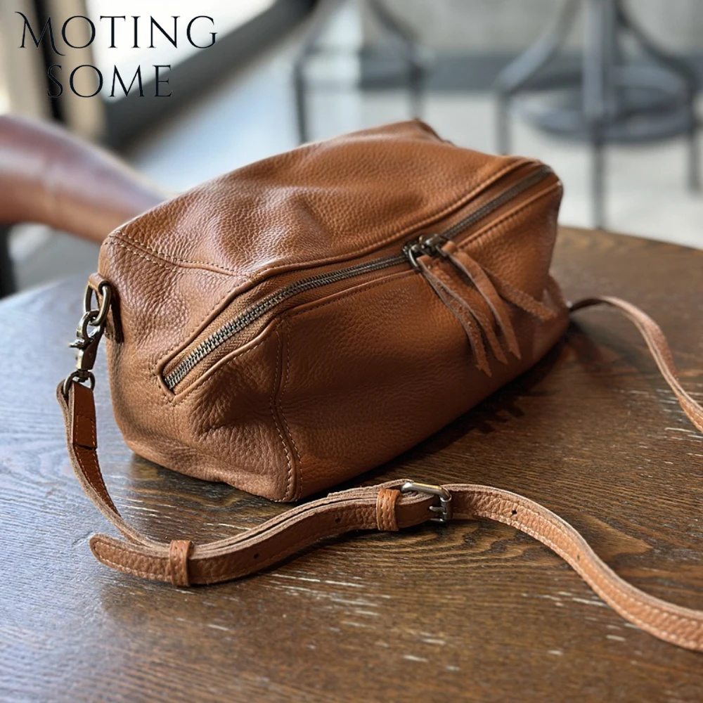 

Motingsome Soft Genuine Leather Purse Women Retro Small Bags Toast Bag Shoulder Handbag Chic Daily Bags Crossbody Messenger Tote