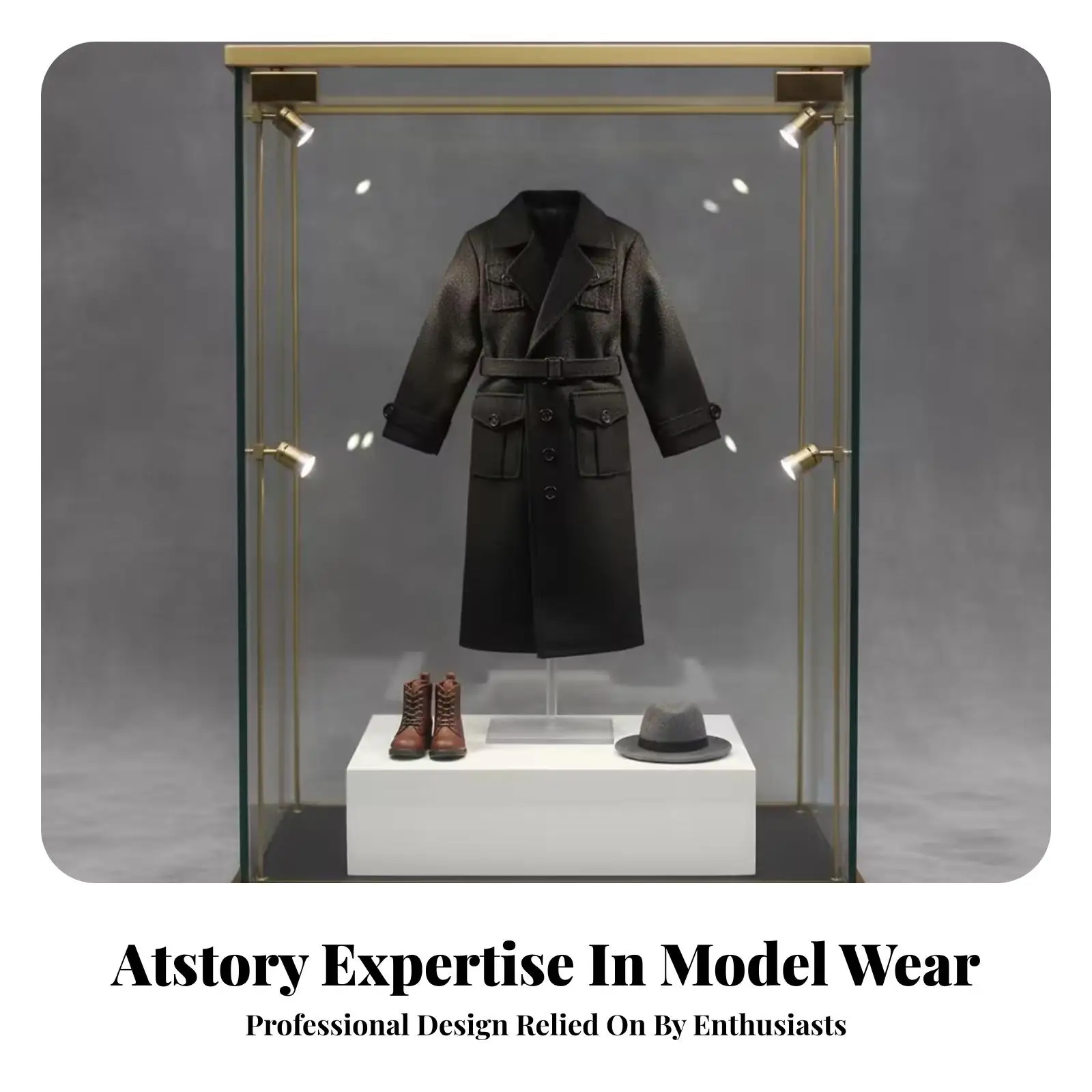 1/6 Scale Long Coat Matte Finish Black Doll Long Coat Button Closure
