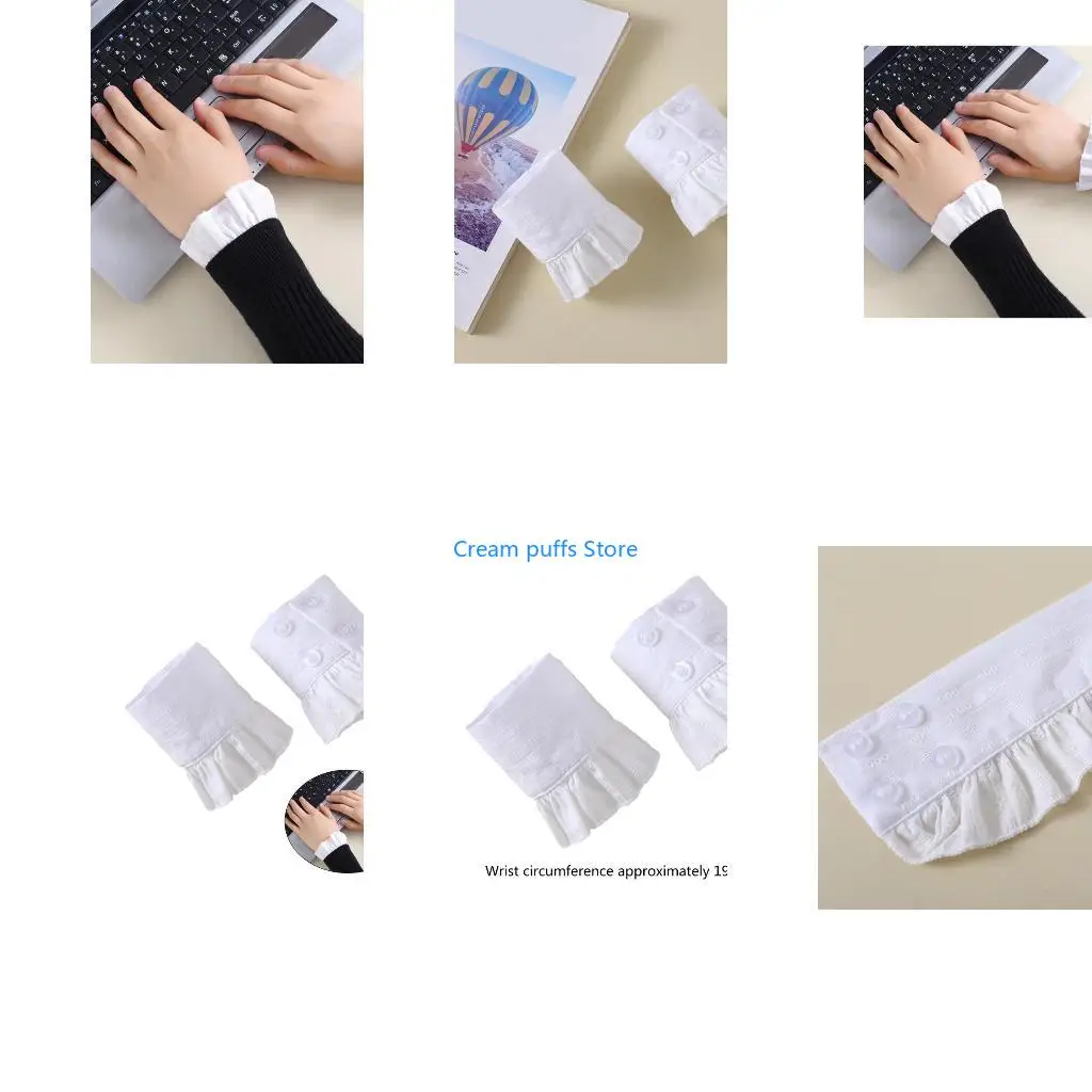 50LE 1pair Removable False Sleeves Wrist Cuffs Jacquard Layered Women Oversleeve