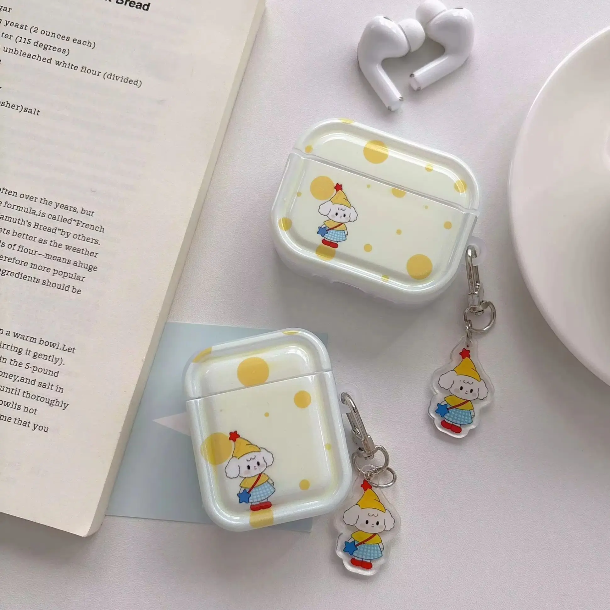 Yellow Hat Dog Blue Dress Red Shoe Star Bag Polka Dots Pattern Tetragonum Earphone Cover Case For AirPods 2 3 4 5 Pro Pro2 Pro3