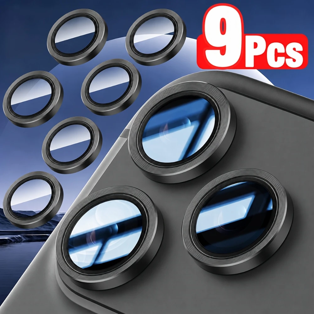NNBILI 9pcs Camera Lens Protector for iPhone 17 16 15 14 13 12 Pro Max 17, Tempered Glass Screen Protector High-Quality Glass