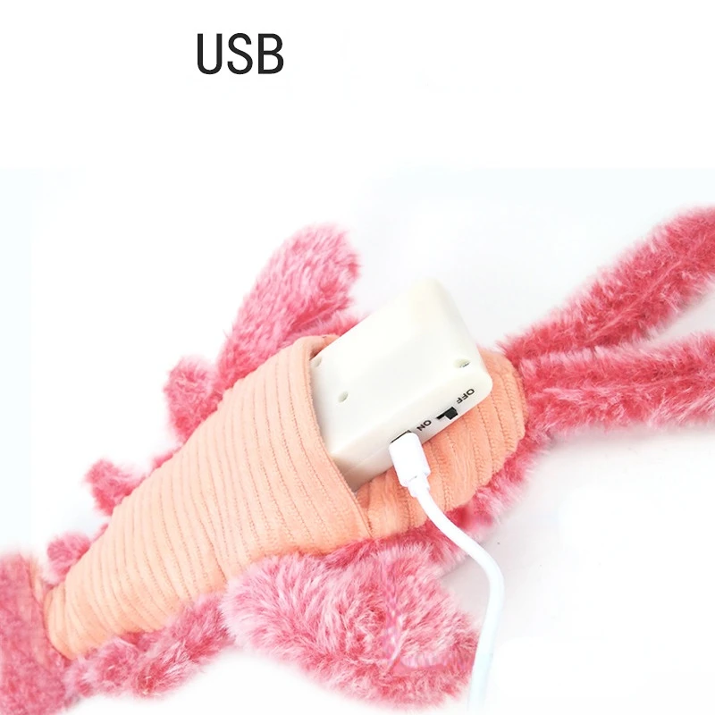 Electric Jumping Cat toy Shrimp Moving Simulation Lobster Electronic Plush Toys For Pet dog cat Children Stuffed Animal toy