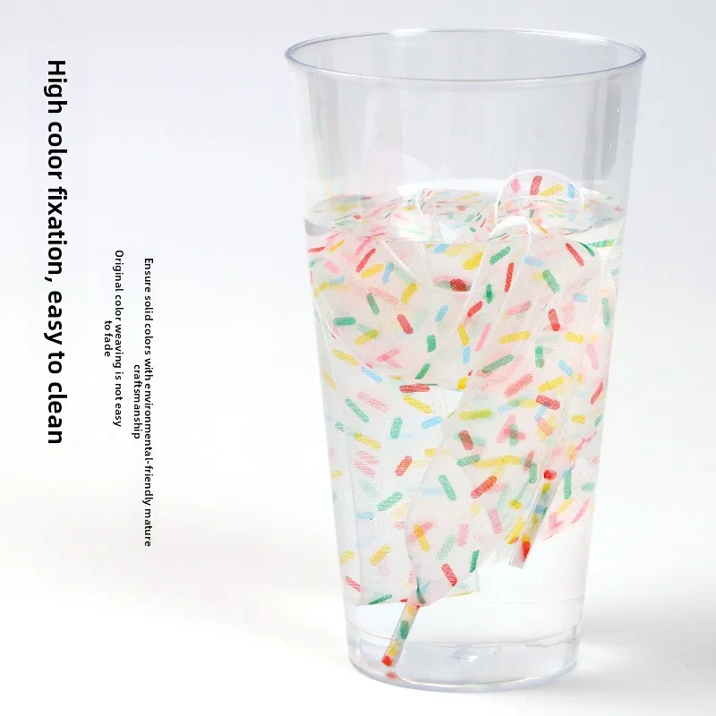 白い水玉グラデーションの雪のガーゼレースは可愛くて甘い、そして透明な細いリボンはバレエ風のレースです。