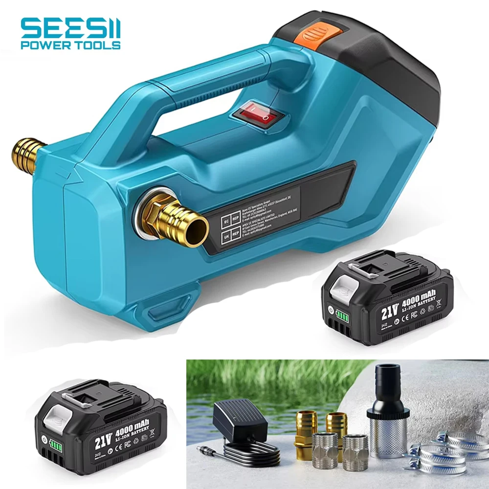 SEESII 760GPH & 65FT Lift Cordless Transfer Pump for Water Handles Diesel Transfer Pump for Garden Pool Pond RV Hot Tub Rain Barrels for Makita 18V Battery Pin